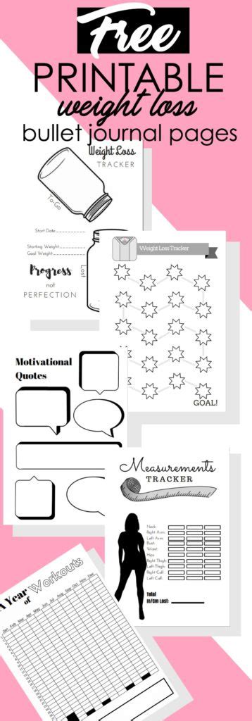 5 Free Printable Bullet Journal Weight Loss Pages ⋆ The Petite Planner