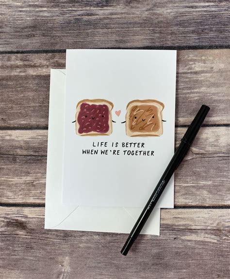 Cute Peanut Butter And Jelly Love Friendship Card For Etsy