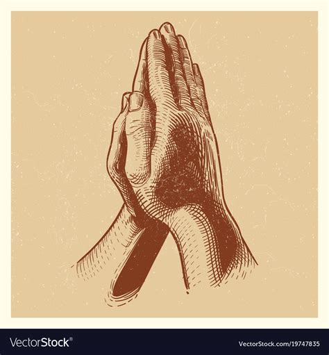 Grunge Poster With Hand Drawn Praying Hands Vector Image