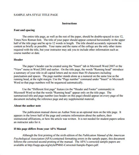 Free 6 Sample Apa Format Title Page Templates In Pdf Ms Word