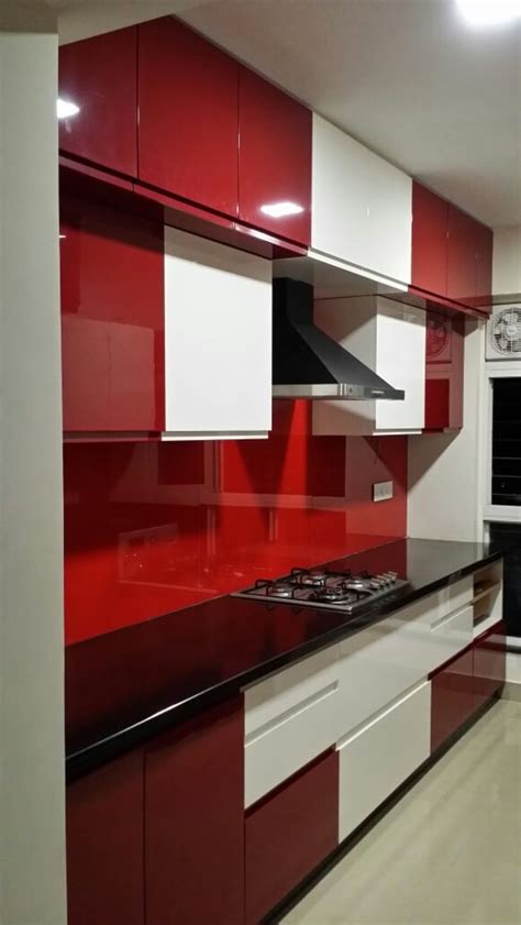 Some amazing contemporary kitchen design ideas for you. Red And White Modular Parallel Kitchen by Shreesamarth ...