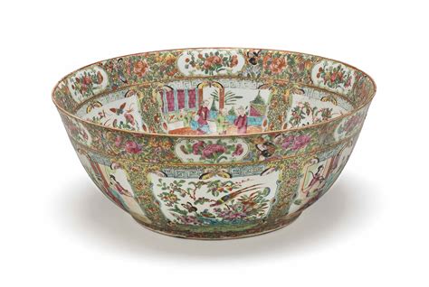 A Large Canton Famille Rose Punch Bowl Mid 19th Century Christies