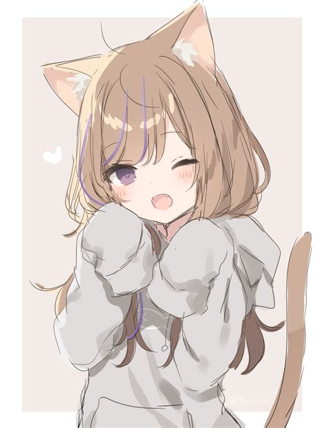 Ruokavalikko Adorable Cute Hoodie Anime Cat Girl