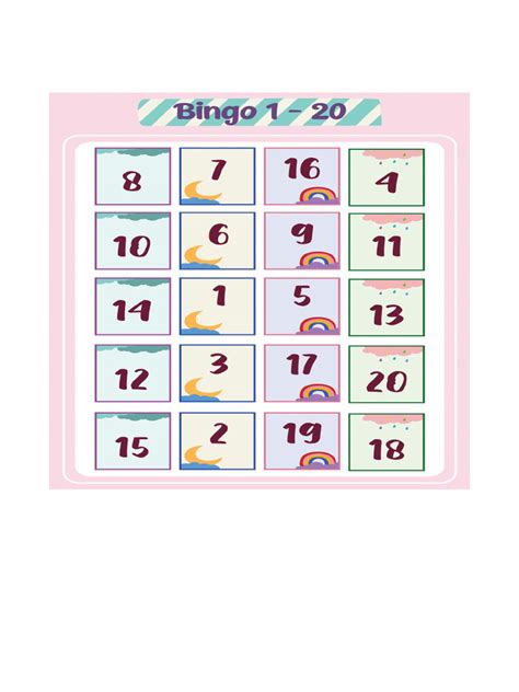 Free Printable Number 1 20 Bingo Cards 114649png Pdf