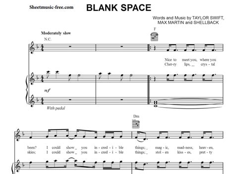 Taylor Swift Blank Space Free Sheet Music Pdf For Piano The Piano Notes