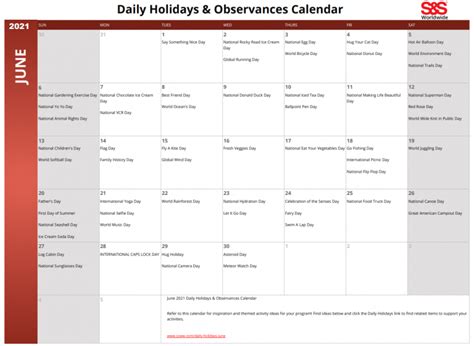 May Daily Holidays Observances Printable Calendar S S Blog 136822 Hot