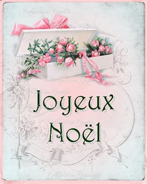 Pink Christmas French Joyeux Noel Vintage Box Of Pink Roses Etsy