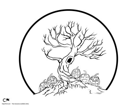 Spooky Tree Coloring Coloring Pages