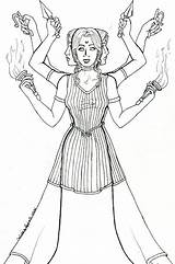 Hecate Goddess Coloring Greek Tri Witch Drawing Tattoo Colouring Triple Deviantart Pagan Magic Witchcraft sketch template
