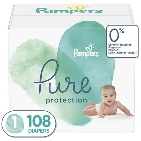 Pampers Pure Protection Natural Newborn Diapers Size 1 108 Ct