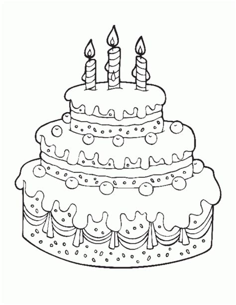 Printable Cake Happy Birthday Coloring Pages Free | coloring 6