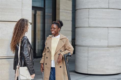 Two Girls Chatting In City Stock Image Image Of Caucasian 260311077