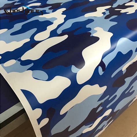 Blue White Snow Camouflage Vinyl Car Wrap Glossy Camo Film Graffiti