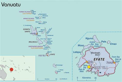 Map Of Vanuatu Showing Port Vila The Capital On The Island Of Efate