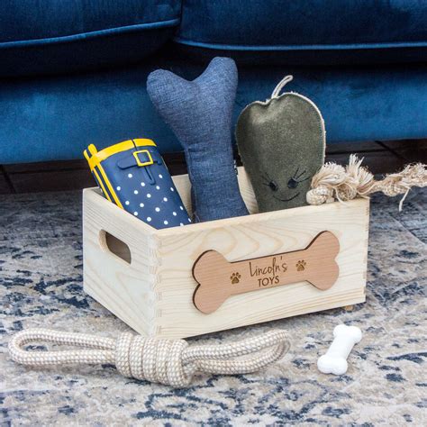 Personalised Pine Dog Toy Storage Crate The Laser Boutique