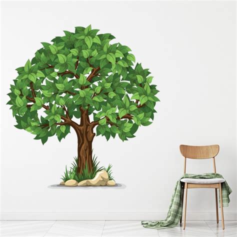 Green Tree Wall Sticker Nature Floral Wall Decal Living Room Home Decor