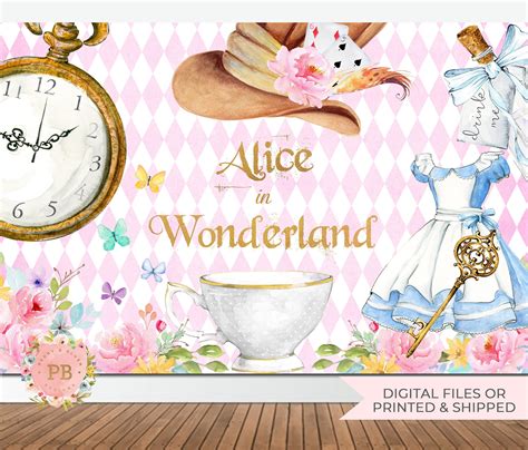 Alice In Wonderland Backdrop Alice In Wonderland Party Etsy Alice