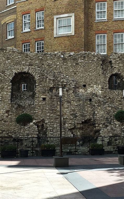 The Ancient London City Wall The Base Dates Back To Roman Times