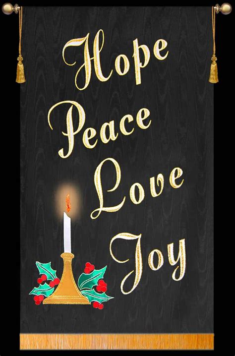 Hope Peace Love Joy With Candle Advent Banner Christian Banners For