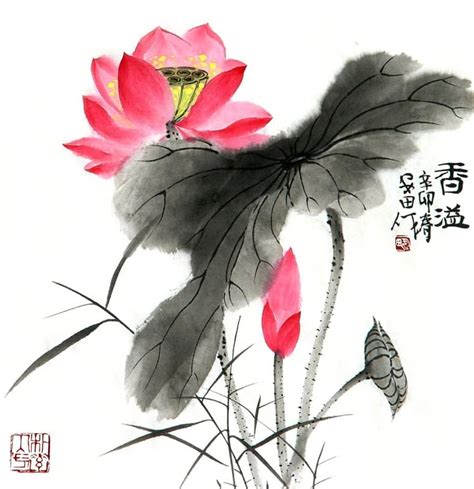 Chinese Lotus Painting Lotus 2388041 33cm X 33cm13〃 X 13〃