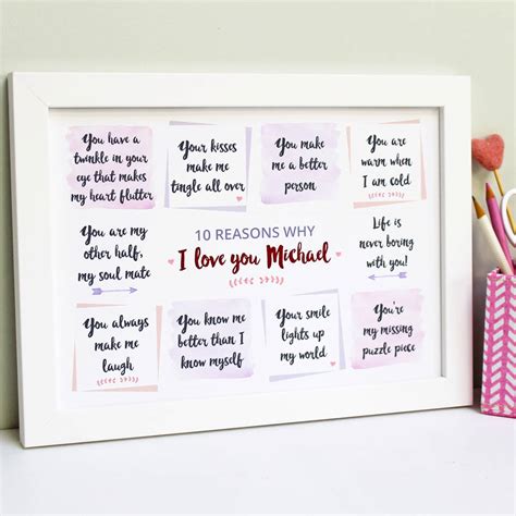 Personalised Reasons I Love You Art Print By Love Give Ink