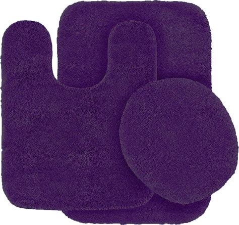 Fancy Linen 3pc Non Slip Bath Mat Set Solid Dark Purple Bathroom U