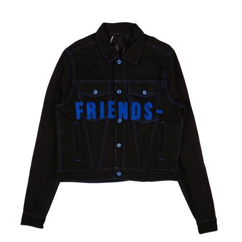 Vlone Vlone Black Blue Friends Embroid V Graphic Jean Jacket Xxl Grailed