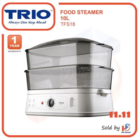 Steamers are a healthy alternative to other forms of cooking and can work in the background while you concentrate on the other aspects of your meal. Trio Food Steamer 2 Tier 10L TFS18 TFS-18 Pengukus Makanan ...