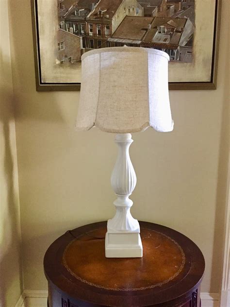 Tall White Column Lamp Vintage Bright White Table Lamp With Shade