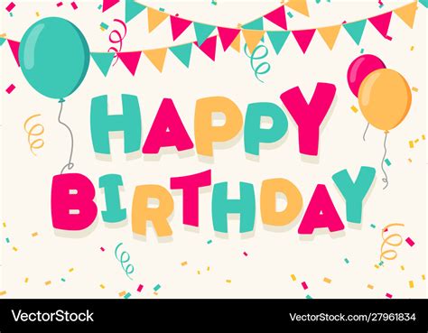 Happy Birthday Celebration With Balloons Banner Vector Image