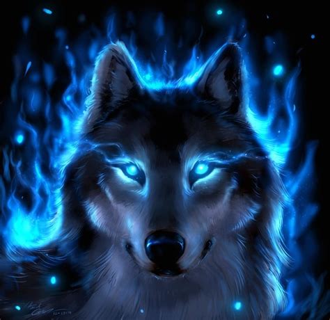 Neon Blue Wolf Wolf Background Wolf Spirit Animal Fantasy Wolf