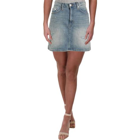 Calvin Klein Womens Denim Mini Jean Skirt Denim Fit