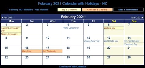 The year 2021 is a common year, with 365 days in total. 2021 Calendar February March New Zealand | Free Printable ...