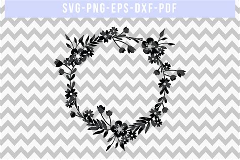 Flower Wreath Svg Cut File Laurel Papercut Dxf Pdf Png