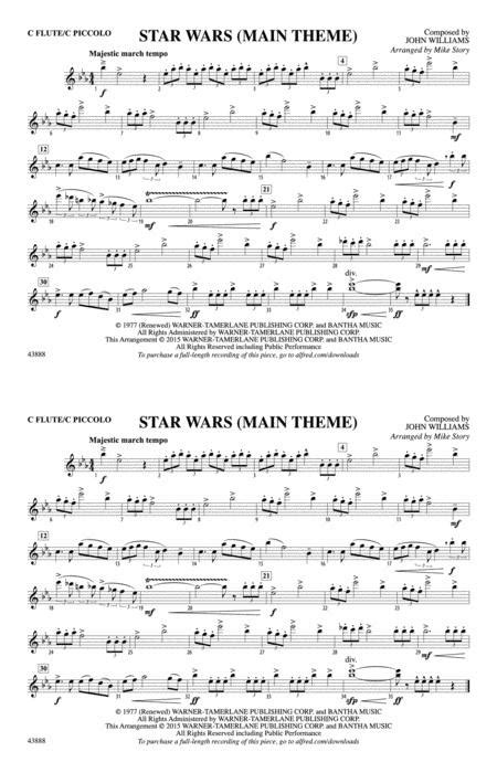 Star Wars Main Theme Flute By John Williams Digital Sheet Music