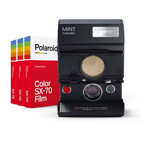 Polaroid Sx‑70 Autofocus Instant Camera With Film And Flashbar