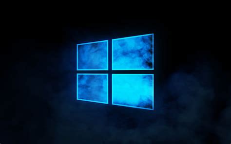 Windows 10 Blue Neon Logo Blue Background Creative Art Windows Hd