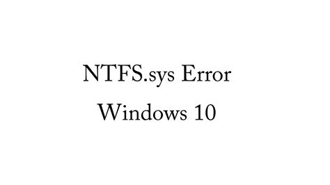 How To Fix Ntfssys Error Windows 10 Youtube