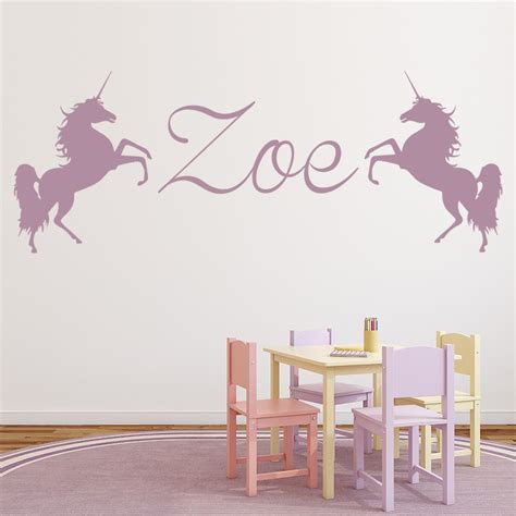 Girls room decor, art for girls room, girls room art. Personalised Name Wall Sticker Unicorn Wall Decal Girls ...
