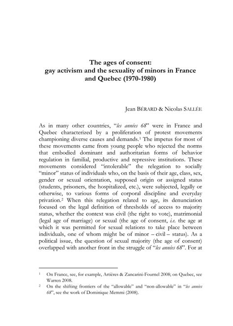Pdf The Ages Of Consent Gay Activism And The Sexuality Of Minors In
