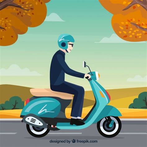 Premium Vector Electric Scooter Concept With Side View Of Man Bike
