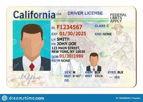 California Driver License Filled With Generic Info Isolated On White