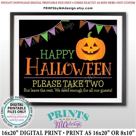 Happy Halloween Candy Sign Please Take Two Treats Etsyde