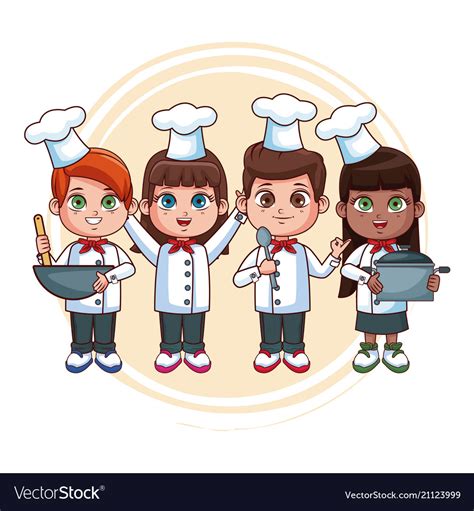 Cute Chef Kids Cartoons Royalty Free Vector Image