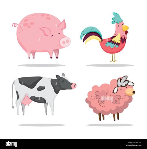Set Of Farm Animals Cartoons Stock Vector Image And Art Alamy