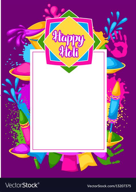 Happy Holi Colorful Frame Of Buckets Royalty Free Vector