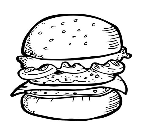 Dibujos De Hamburguesa De Dibujos Animados 3 Para Colorear Para