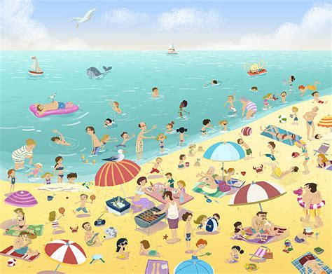 Royalty Free Crowded Beach Clip Art Vector Images And Illustrations Istock
