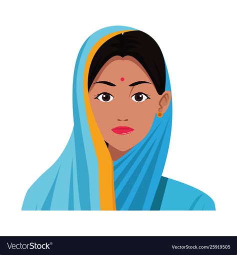 Indian Woman Face Avatar Cartoon Royalty Free Vector Image
