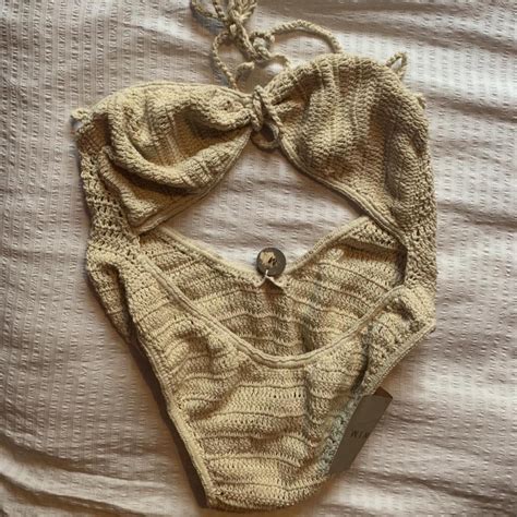 Beautiful Akoia Crochet Swimsuit Size M Handmade Depop